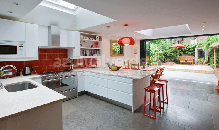 Grey limestone floor tiles